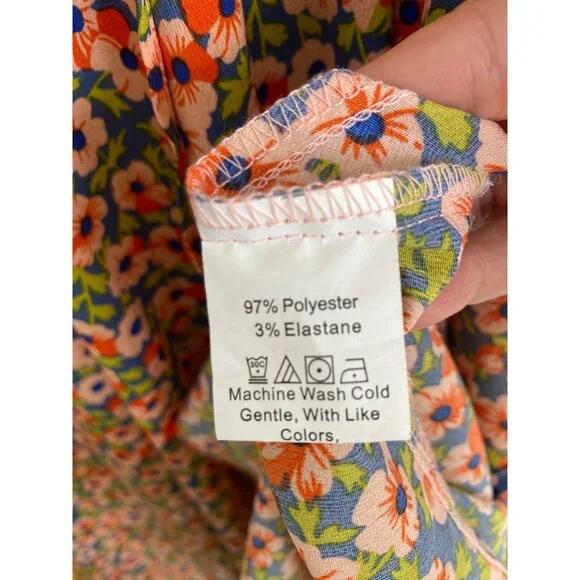 Floral Wrap Maxi Dress With Ruffled Hem & Short Sleeves By Prettygarden Size L - Picture 6 of 9